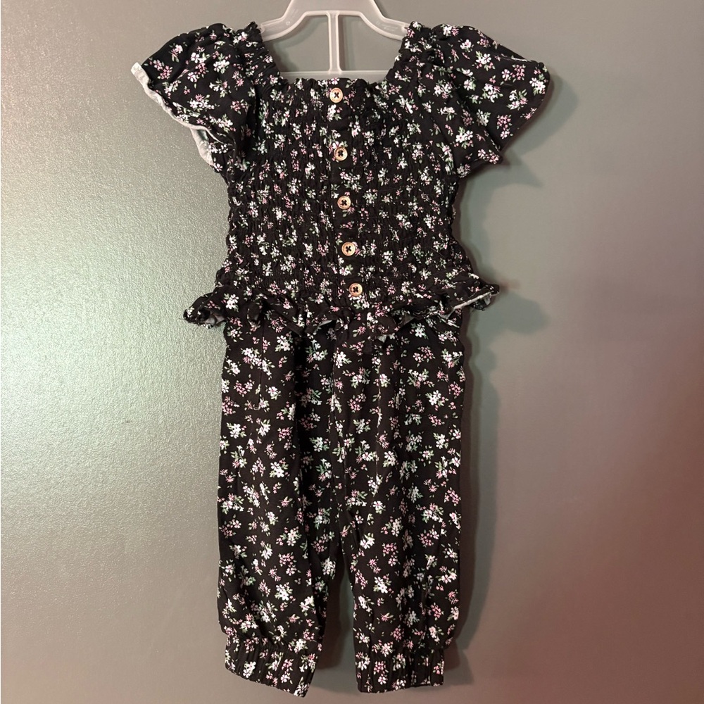 LEMON KISS BRAND Floral Black and White Button-Up Kids  SZ-4T Outfit.
